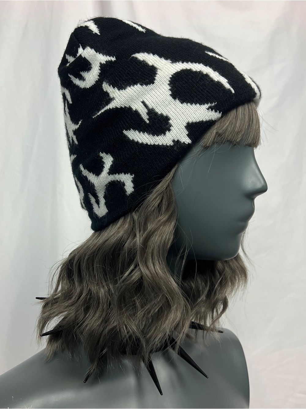 Vintage Y2K Black & White Tribal Cybersigilism Beanie Hat